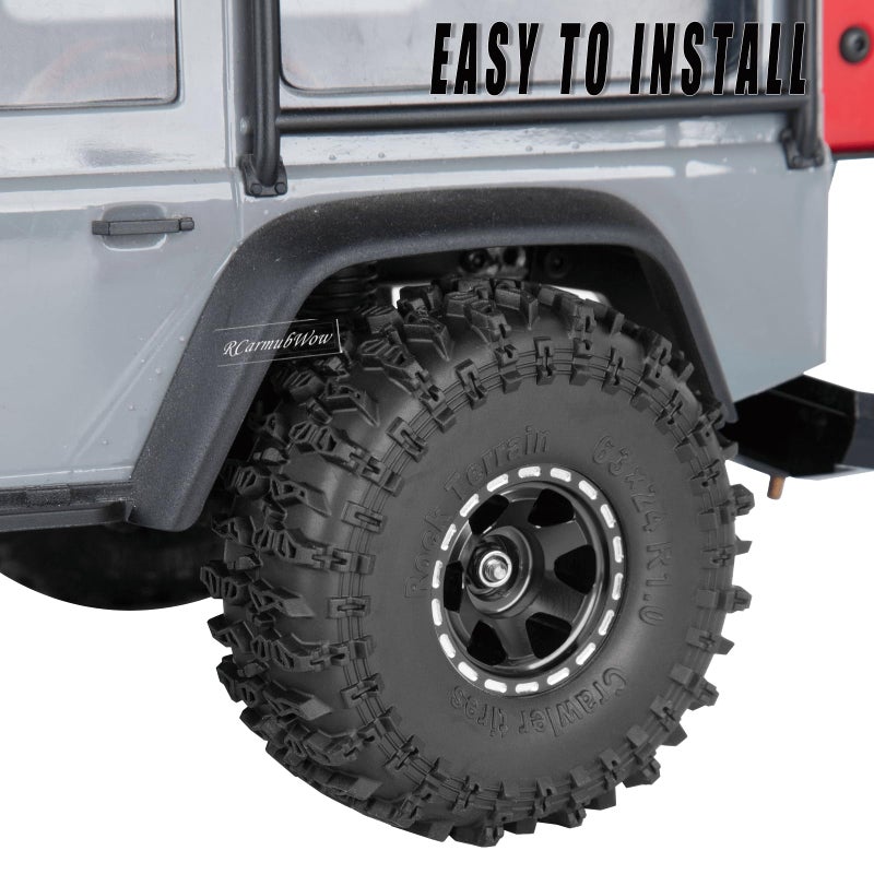 RCarmubWow 1.0 Beadlock Wheel Tires Set for 1/24 Axai1 SCX24,1/18 TRX4M RC Crawler Car,1.0 Beadlock Wheels 1.0 Beadlock Tires RC Upgrades Part,4pcs,Black - Image 4
